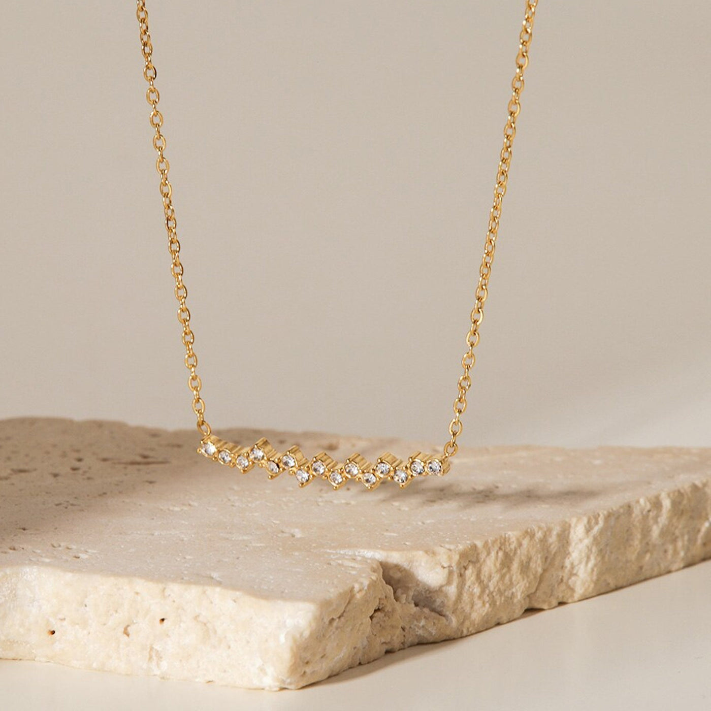 18kt Gold Dainty Crystal Bar Necklace