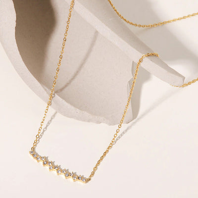 18kt Gold Dainty Crystal Bar Necklace