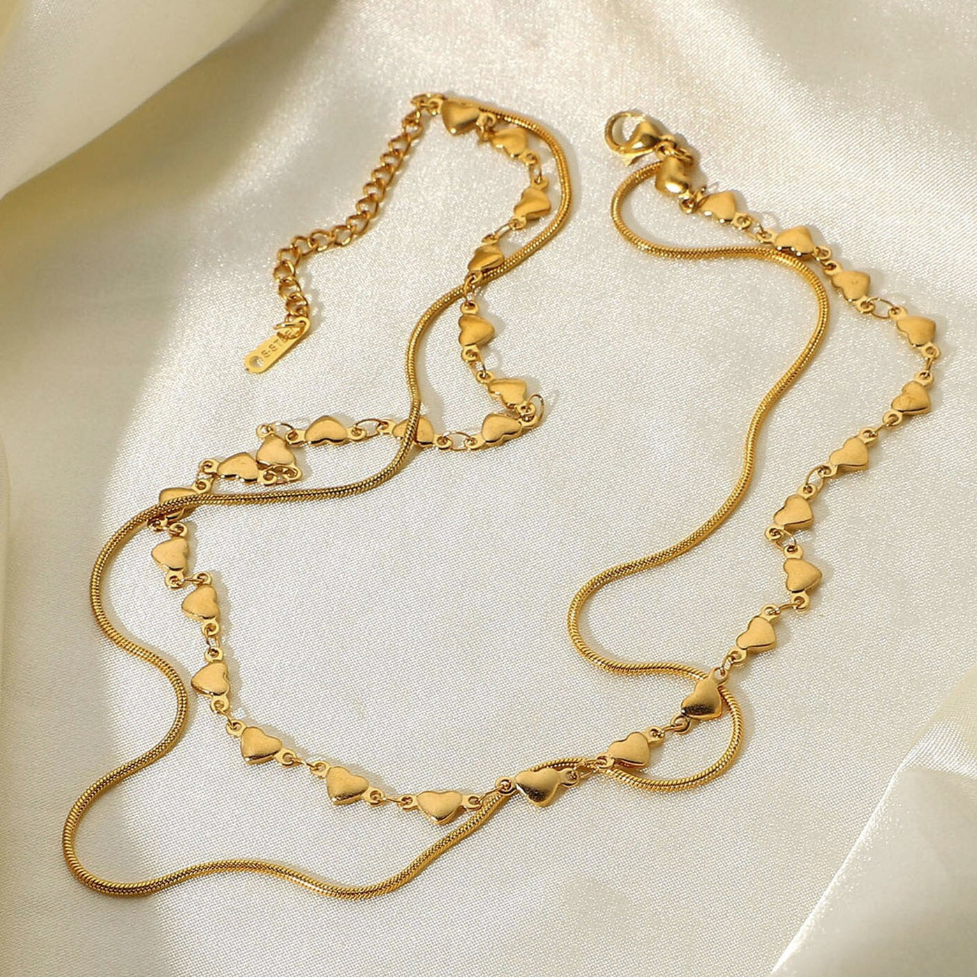 18K Gold 2 Layered Heart Necklace