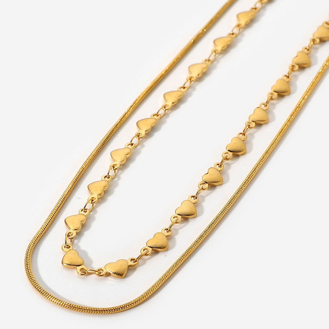 18K Gold 2 Layered Heart Necklace