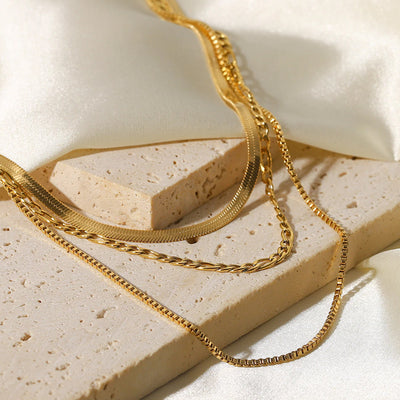 18K Multi-Layered Herringbone Necklace