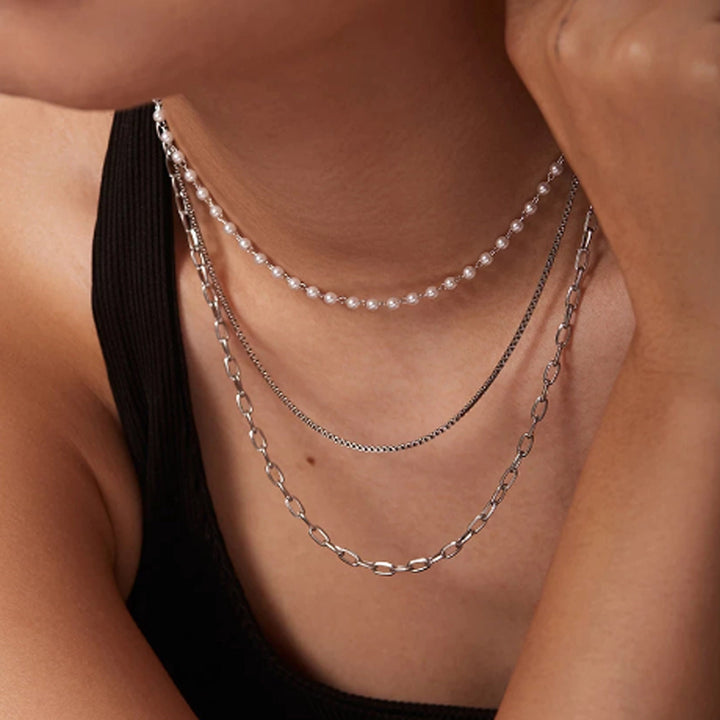 Pearl Choker Layered Necklace