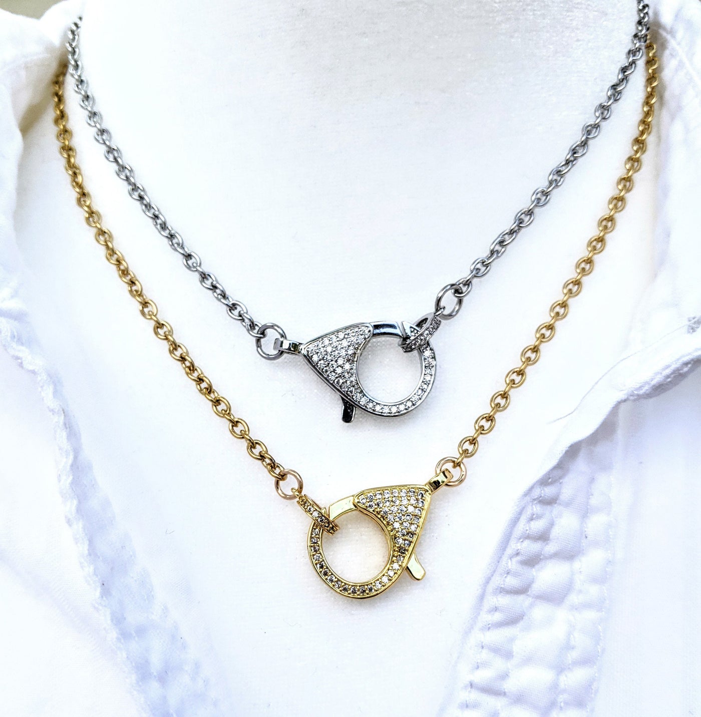 Pave Lobster Claw Necklace