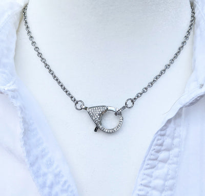 Pave Lobster Claw Necklace