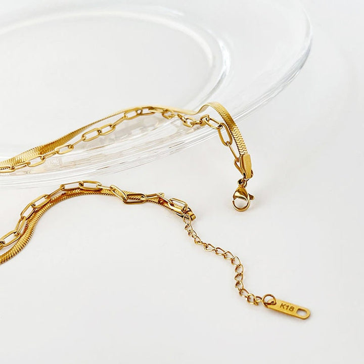 18k Herringbone & Paperclip Necklace