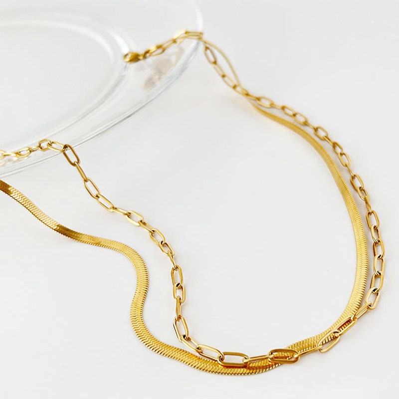 Cecilia Herringbone & Paperclip Necklace