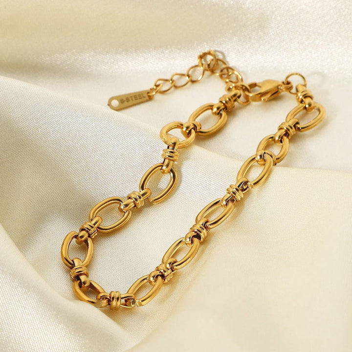 18k Stainless Steel Gold Oval Link Bracelet