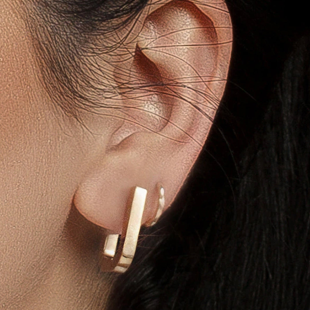 Harper Huggies Rectangle Earrings