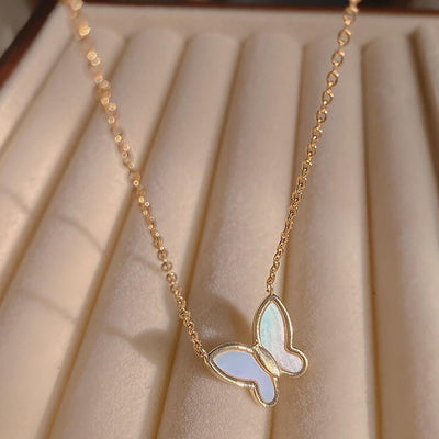 Katie Mother of Pearl Butterfly Necklace,