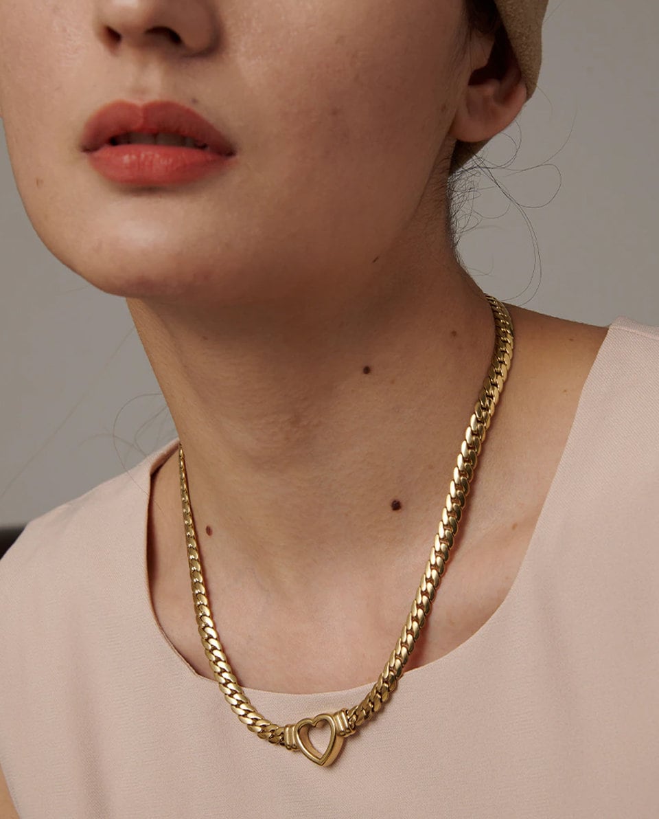 Epiphany Silver Open Heart Cuban Necklace