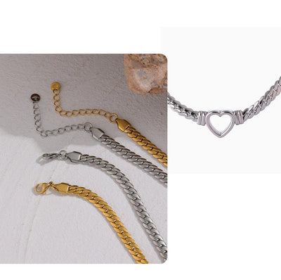 Epiphany Silver Open Heart Cuban Necklace