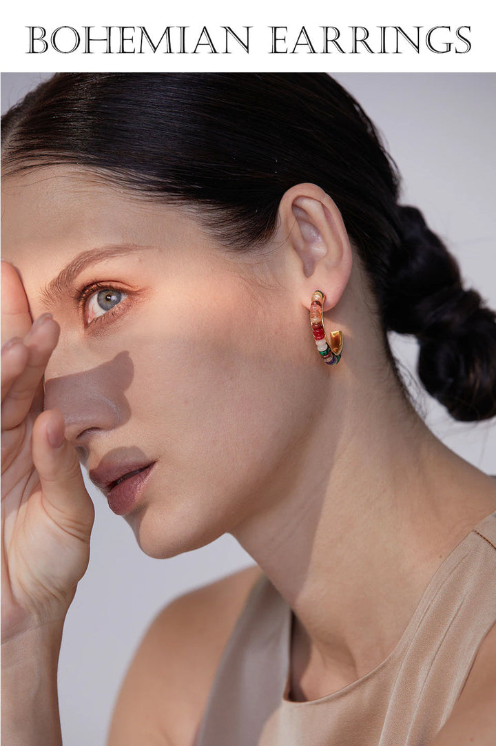 Maura Natural Gemstone Hoop Earrings