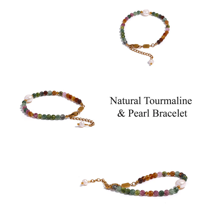 Josslyn Natural Tourmaline Bracelet with Pearl