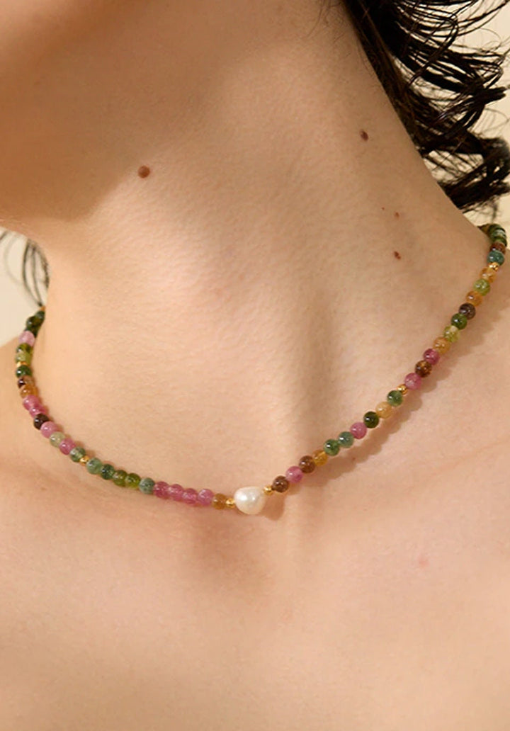Josslyn Natural Tourmaline & Pearl Necklace