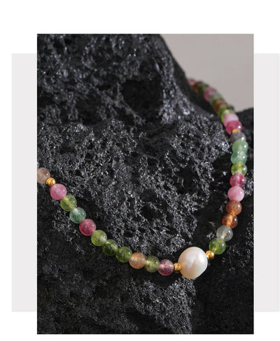 Josslyn Natural Tourmaline Necklace with Pearl