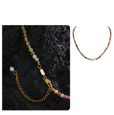 Josslyn Natural Tourmaline Necklace with Pearl