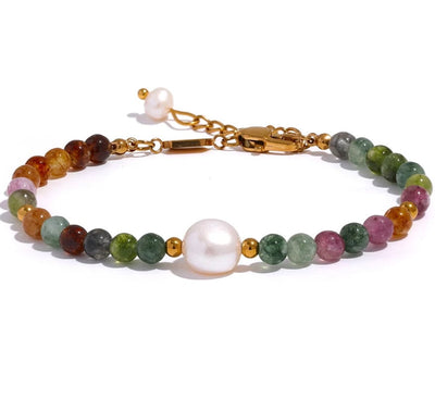 Josslyn Natural Tourmaline Necklace with Pearl