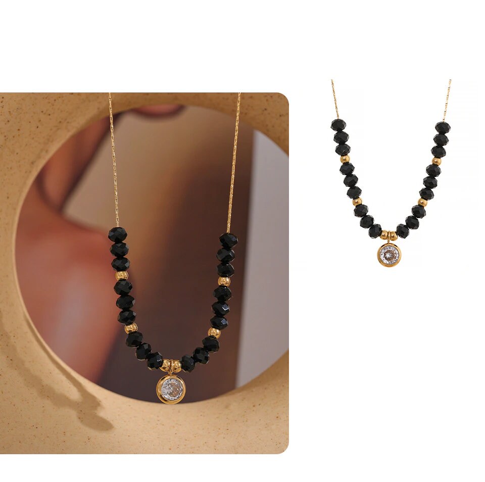 Larique Black Crystal Necklace