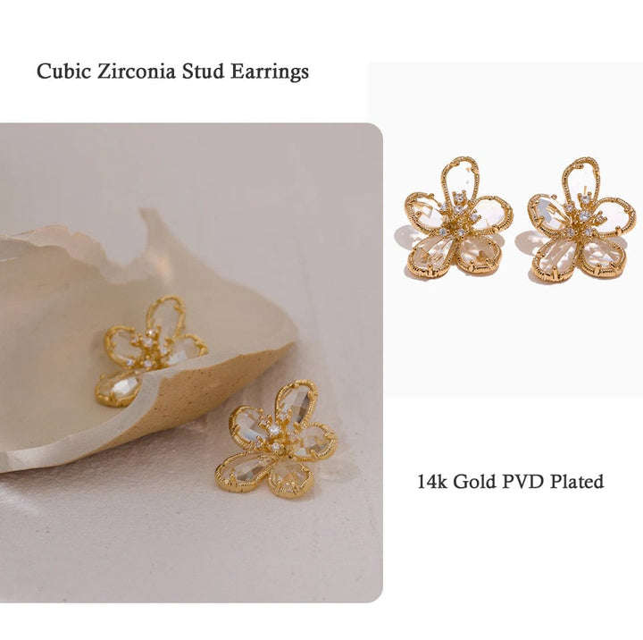 Flora CZ Flower Stud Earrings