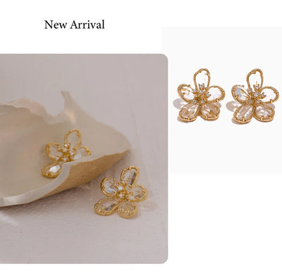 Flora CZ Flower Stud Earrings