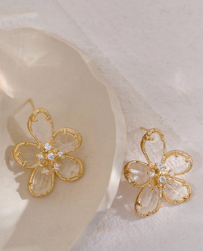 Flora CZ Flower Stud Earrings