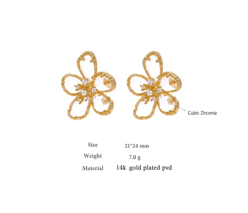 Flora CZ Flower Stud Earrings