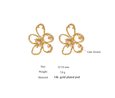 Flora CZ Flower Stud Earrings