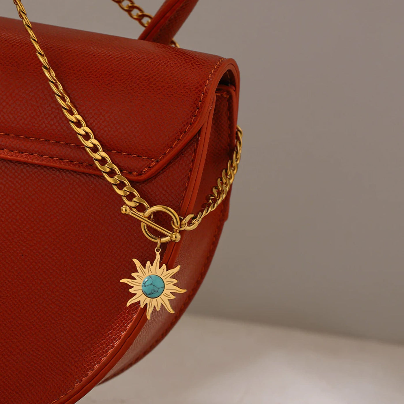 Astra Sun Pendant Necklace-Turquoise Sun