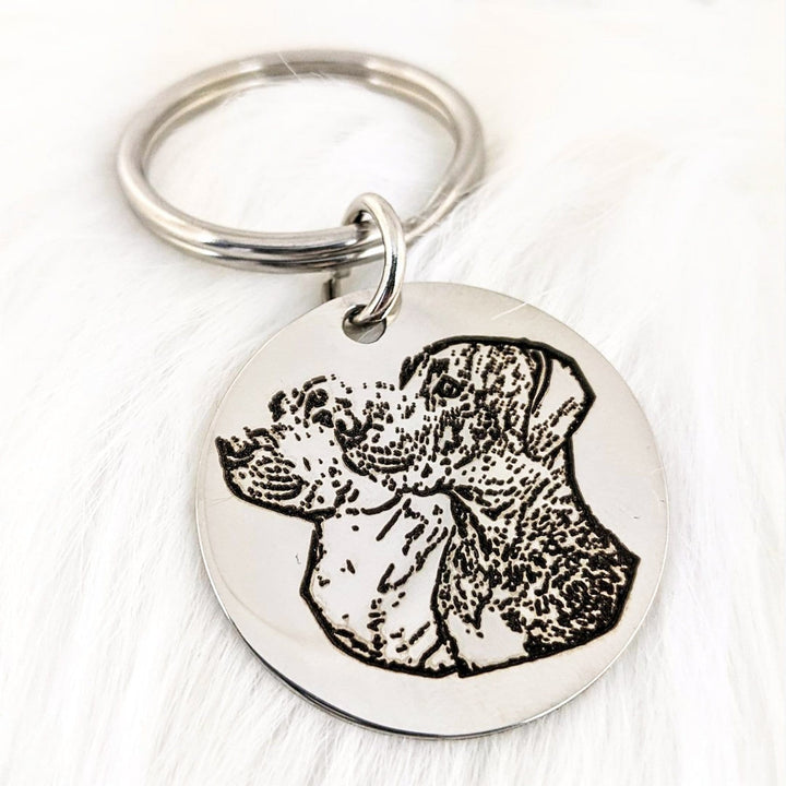 Personalized Pet Portrait Keychain for Dog Lover.