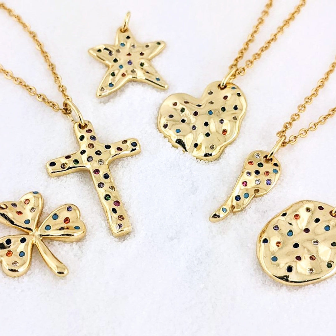 Gold Pave Crystal Cross Necklace.