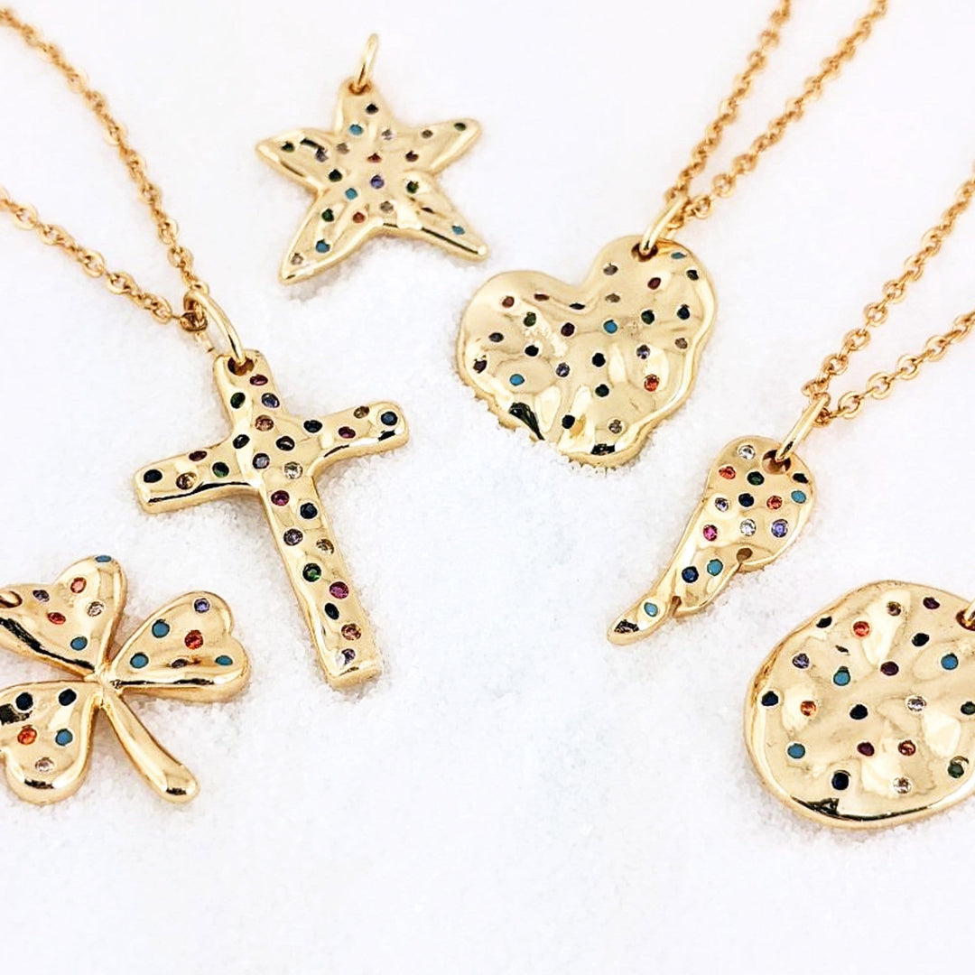 Gold Pave Crystal Cross Necklace.