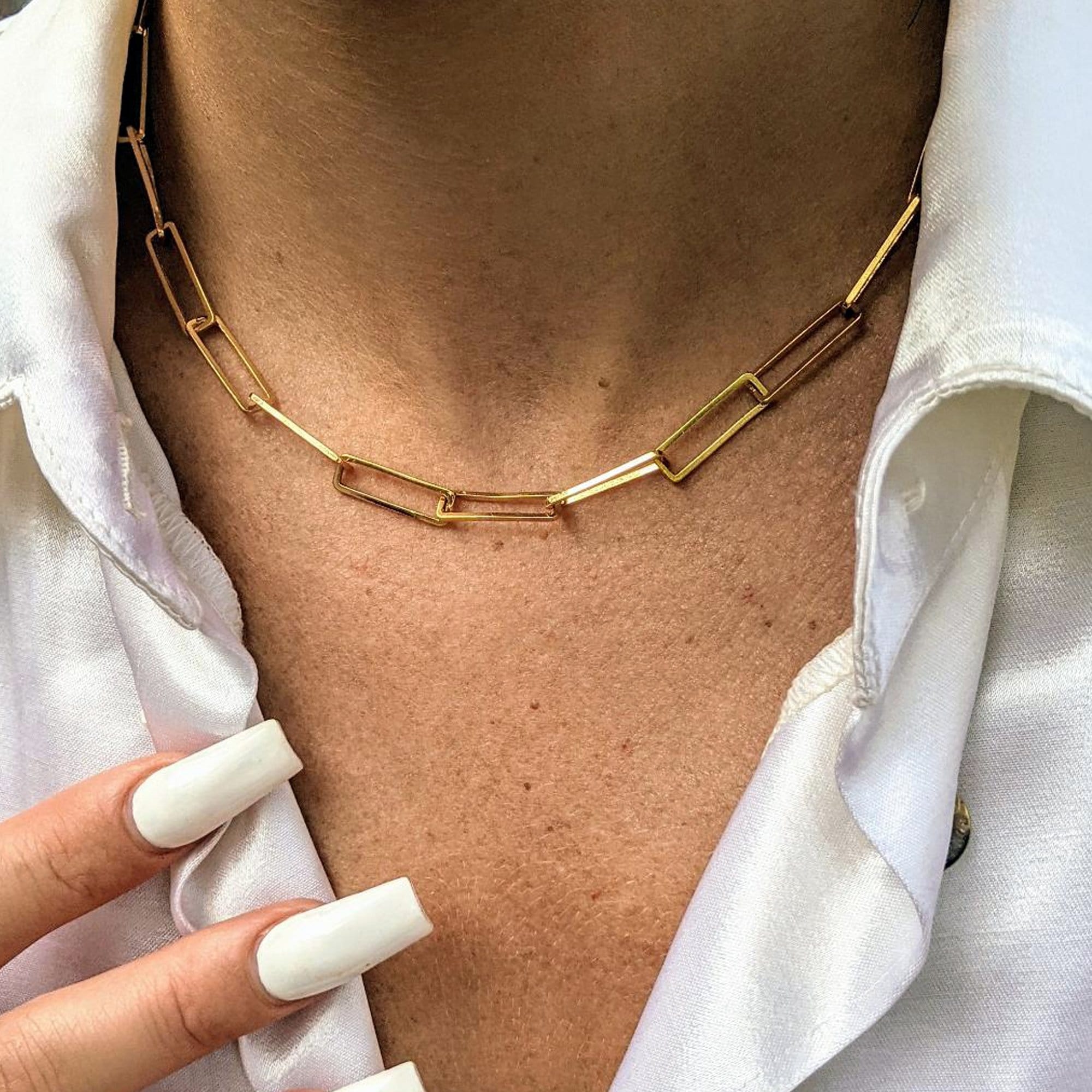 Yellow Gold Paperclip Necklace | Mila Gems
