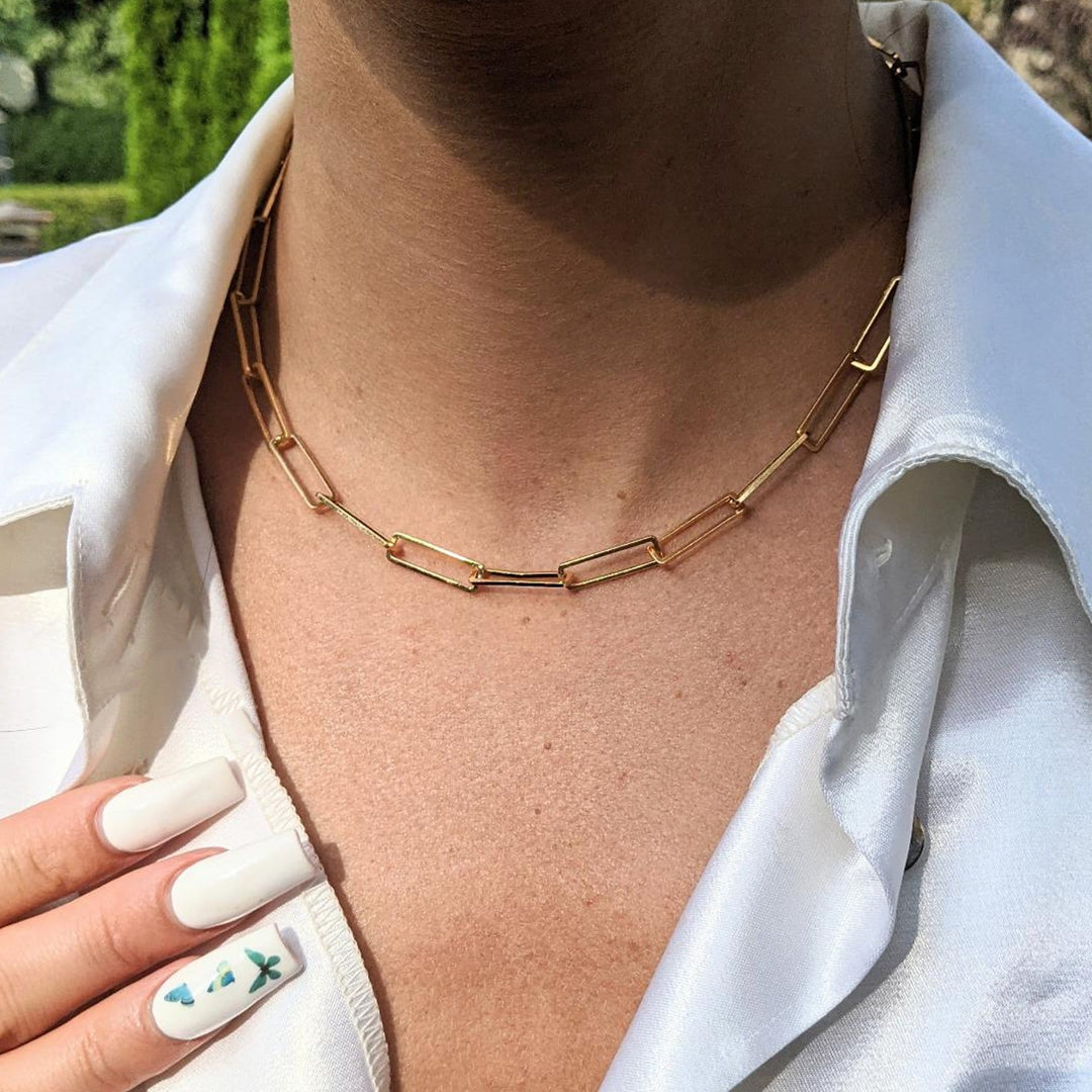 Paperclip Gold Link Necklace.