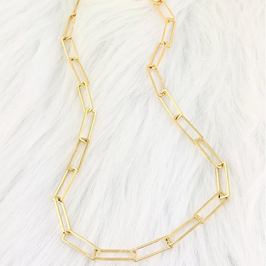 Paperclip Gold Link Necklace.