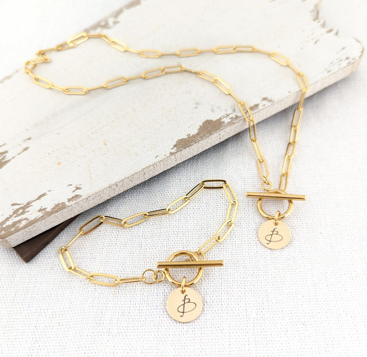 Paperclip Chain Bracelet with Initial