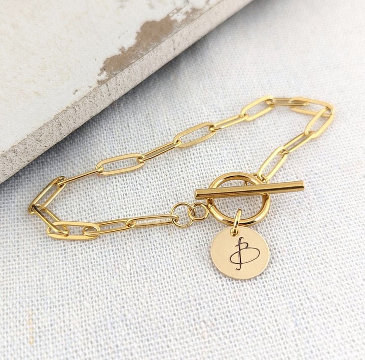 Paperclip Chain Bracelet with Initial