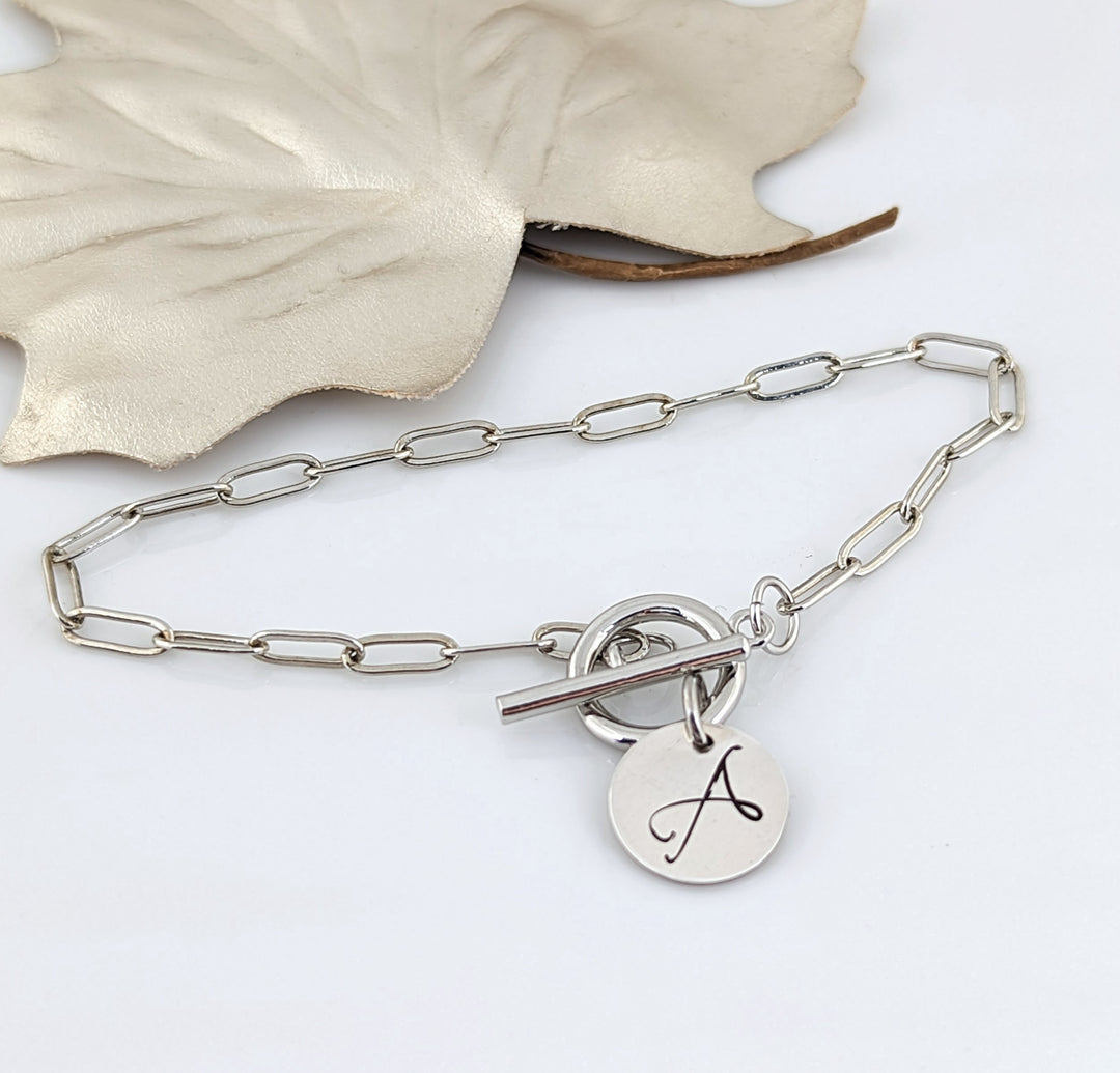 Paperclip Chain Bracelet with Initial