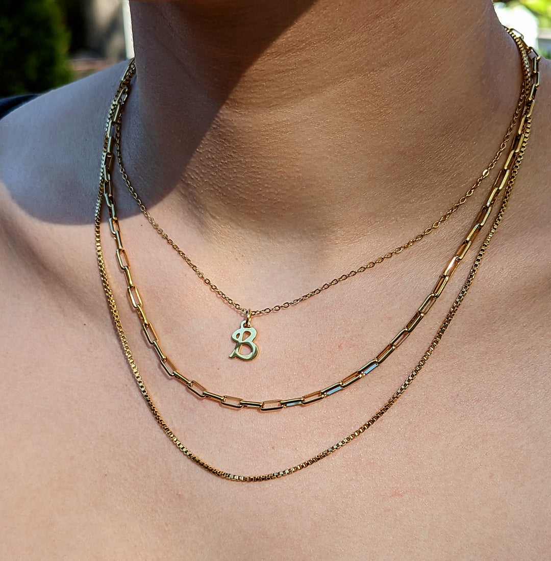 Jasmine Layered Necklace with Initial