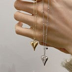 Sterling Silver Puffed Heart Necklace with Satellite Chain.