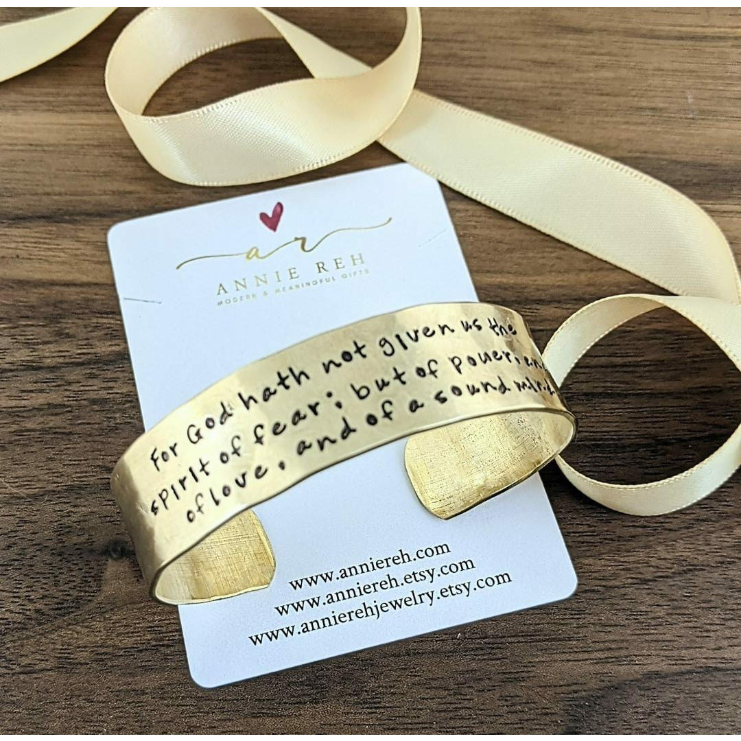 Bible Verse Cuff Bracelet - Timothy 1:7.