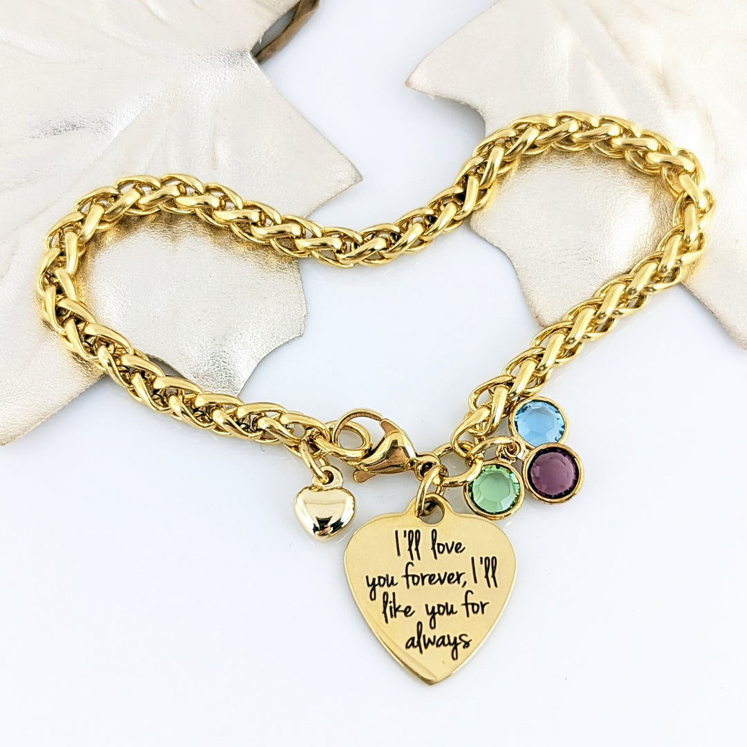 Mom - I'll Love you Forever Birthstone Bracelet.