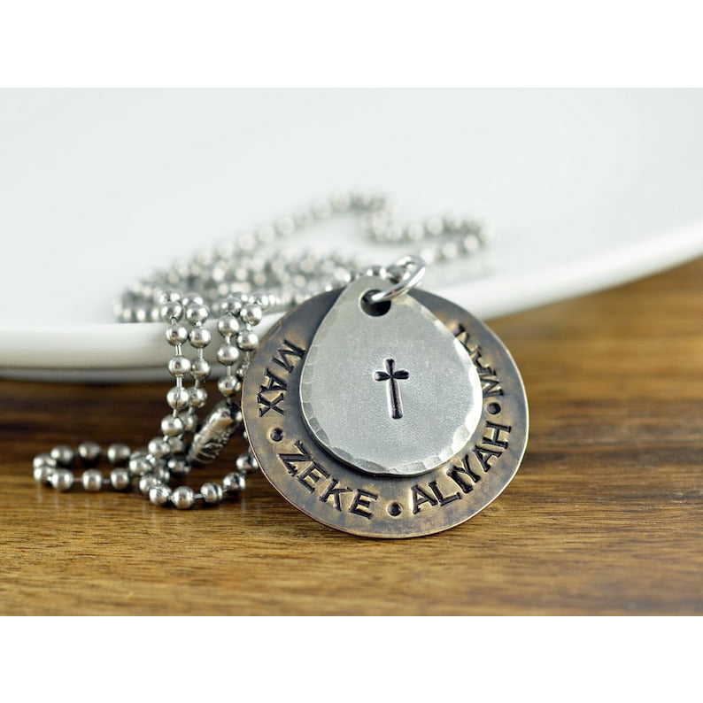 Personalized Father's Necklace with Kids Names.