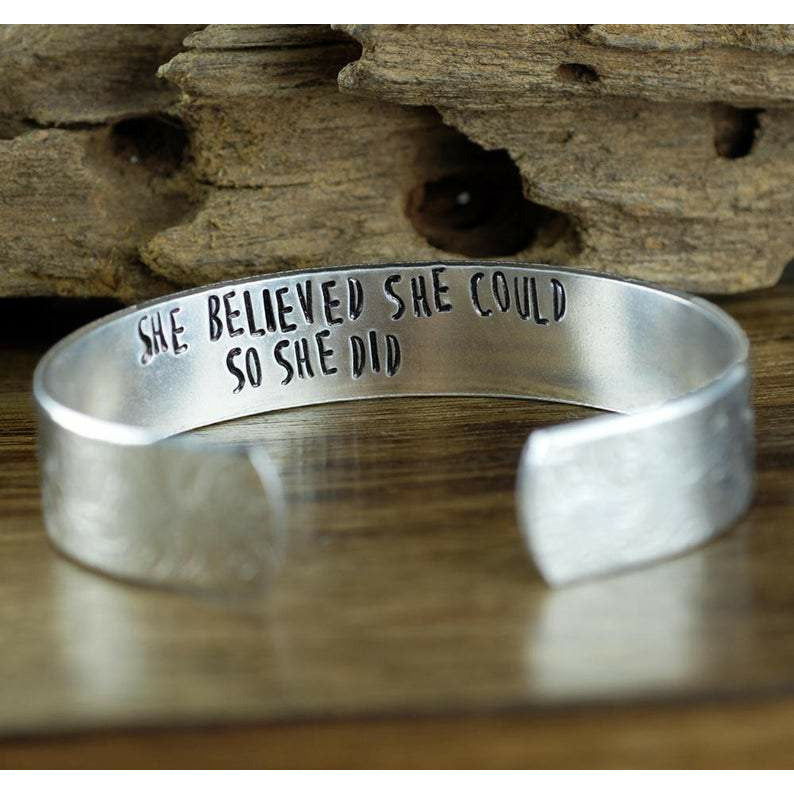 She believed she could, So she did cuff bracelet.