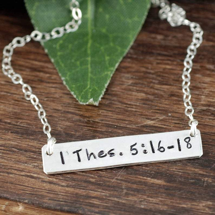 Personalized Bible Verse Bar Necklace.