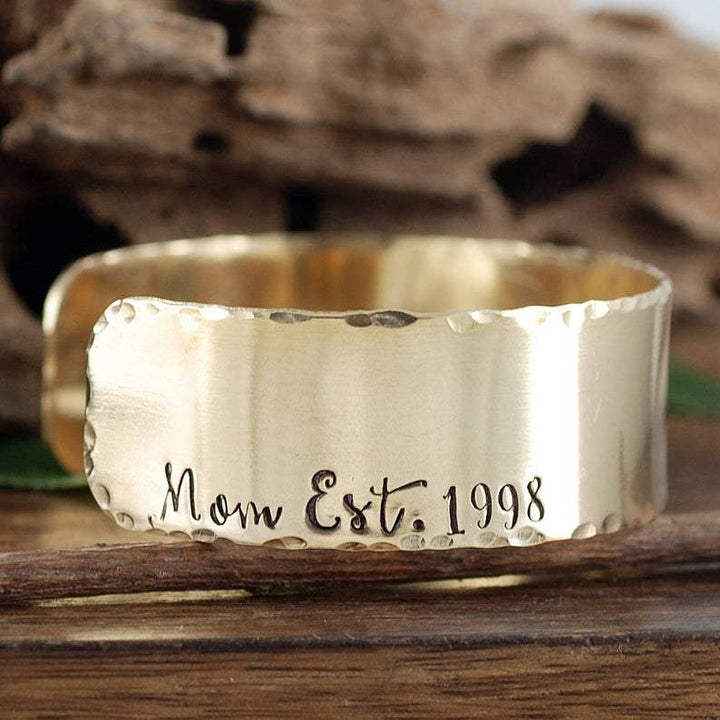 Mom Established Wide Cuff Bracelet.