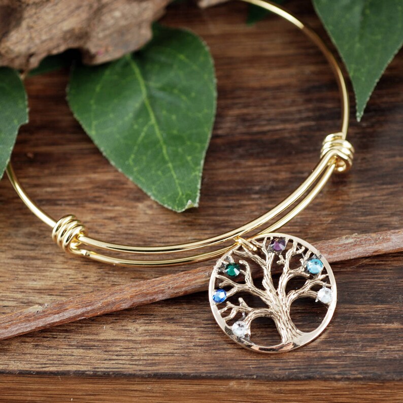 Family Tree Bracelet Grandma Bracelet with Birthstones.