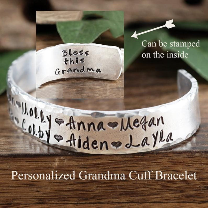 Personalized Wide Cuff Bracelet for Mom/Grandma.