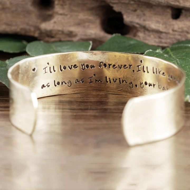 Personalized Mother Wide Cuff Bracelet.