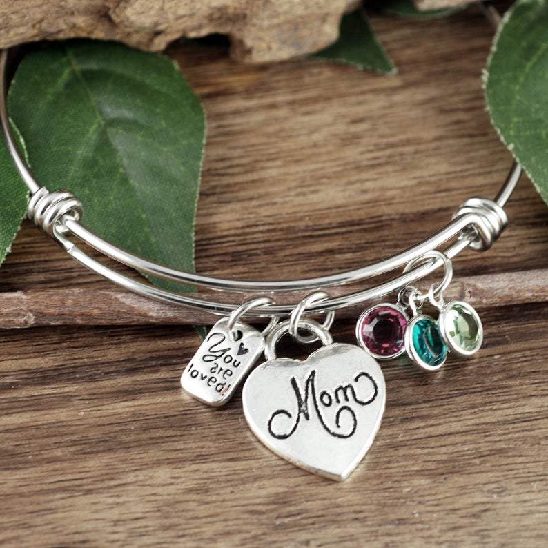 Personalized Bracelet with Birthstones for Mom.