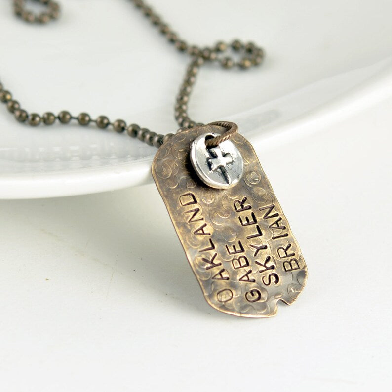 Personalized Dog Tag Necklace with Cross.